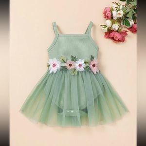 Baby floral mesh overlay dress